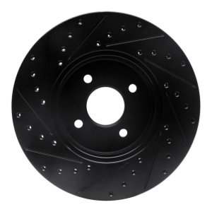 Ford Focus Brake Rotor (1) - Front Right - R1 Concepts - Drilled & Slotted - Black - `02-`04